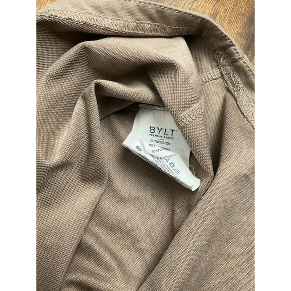 BYLT Premium‎ Basics Lux Crew Neck T-Shirt XL Tan Brown Cotton Blend Casual Tee - Picture 6 of 10